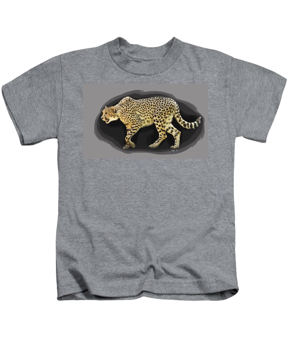 Cheetah Kids T-Shirt featuring the digital art Cheetah 10 by Larry Linton