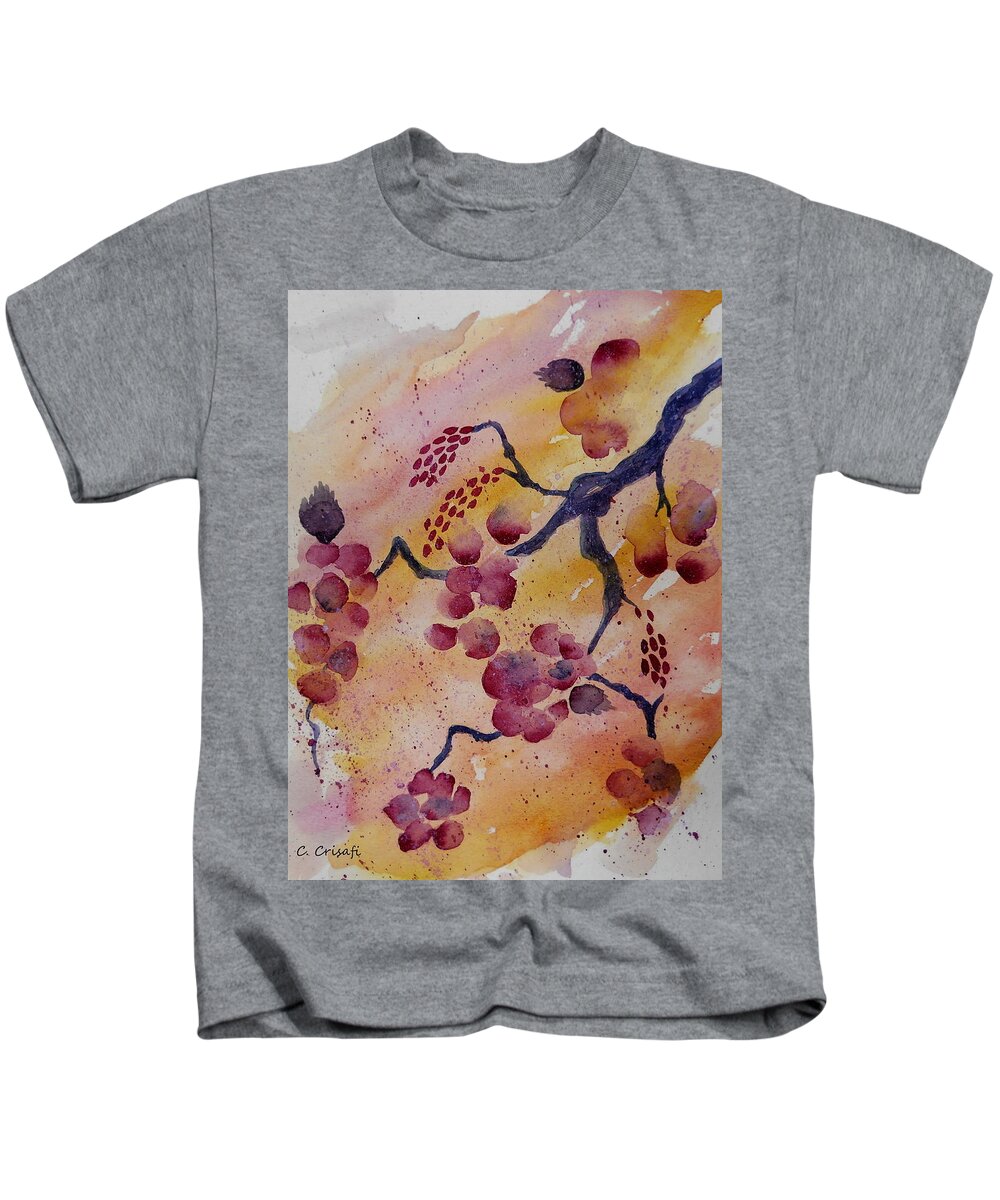 Cherry Blossoms Kids T-Shirt featuring the painting Cherry Blossoms by Carol Crisafi
