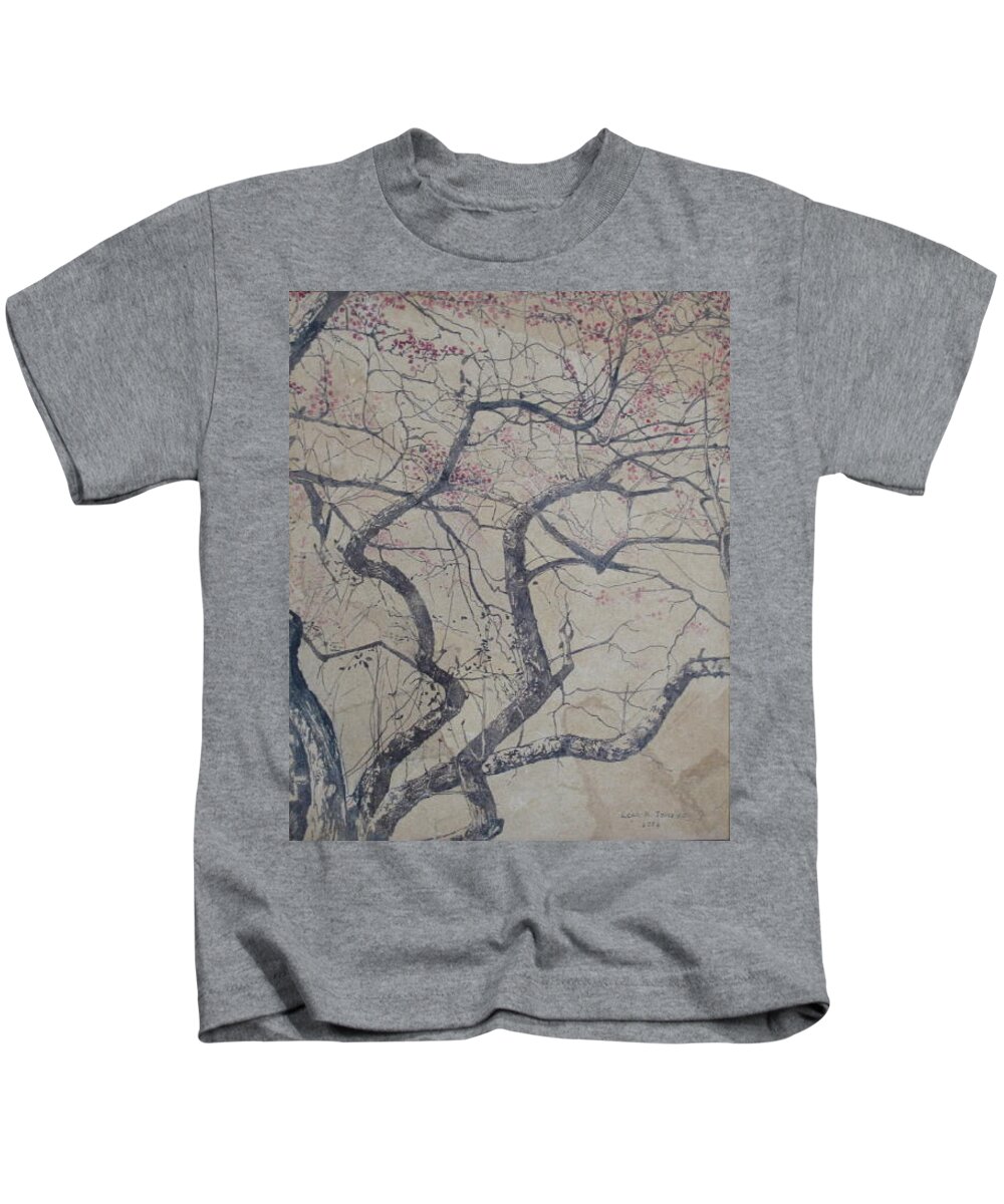 Crab Apple Kids T-Shirt featuring the painting Prairie Fire by Leah Tomaino