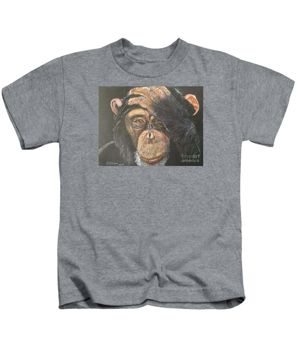 Monkey Kids T-Shirt featuring the painting Chimp by Heike Althaus