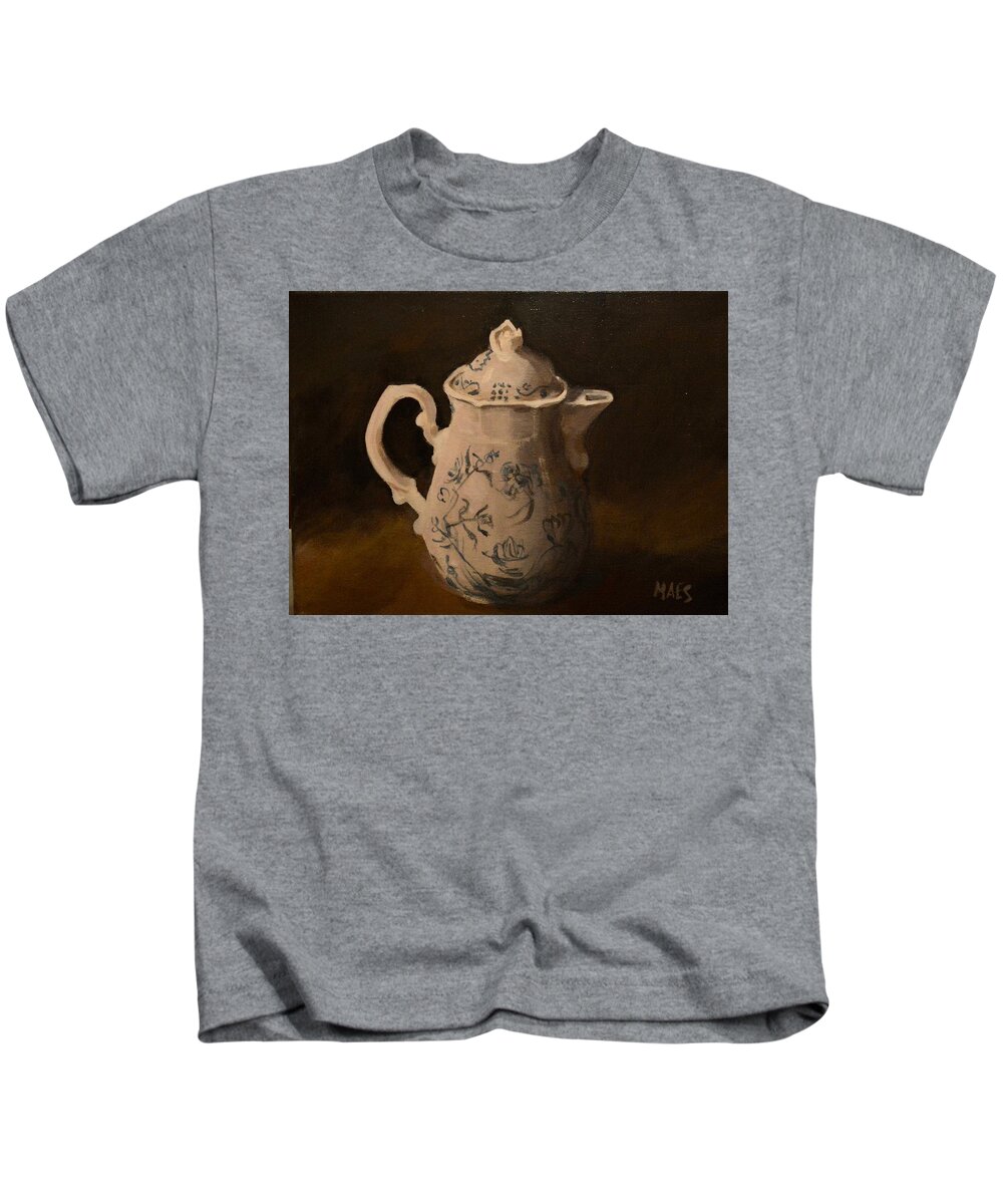 Tea Pot Kids T-Shirt featuring the painting China tea pot by Walt Maes