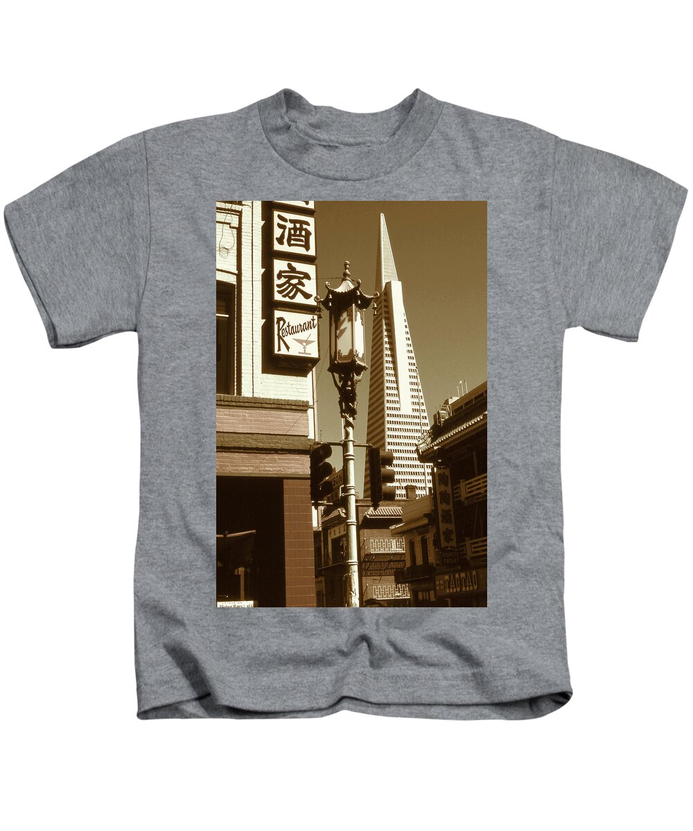 San+francisco Kids T-Shirt featuring the photograph CHINATOWN SAN FRANCISCO - Vintage Photo Art by Peter Potter