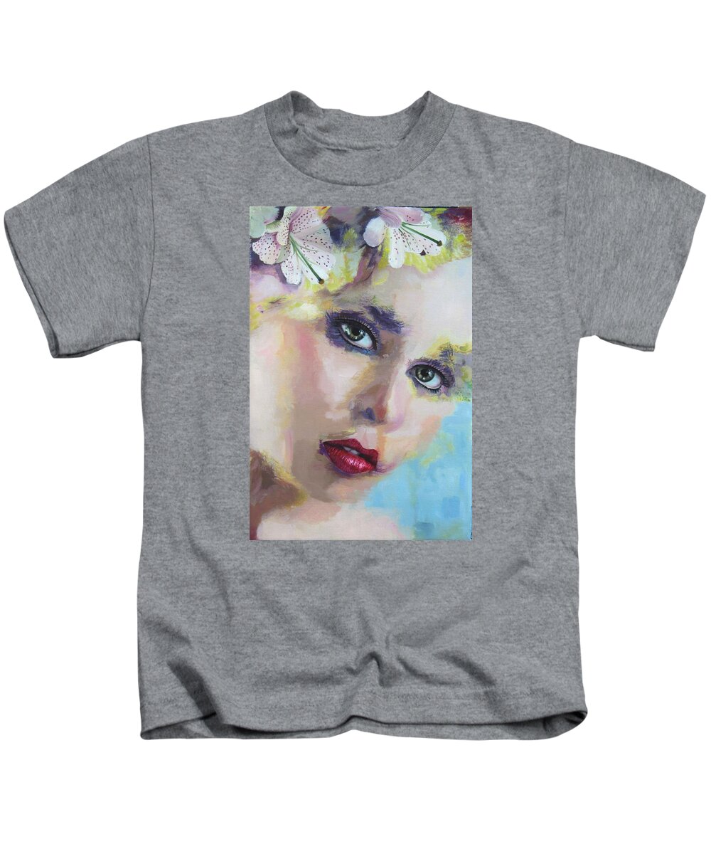 Portrait Kids T-Shirt featuring the painting Chris by Richard Barone