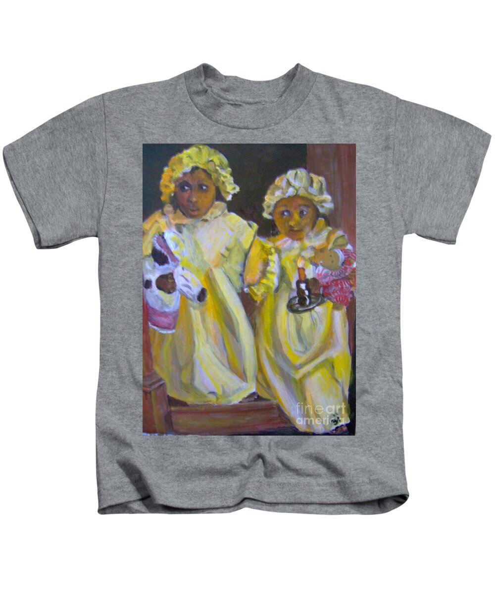 Girls Kids T-Shirt featuring the painting Christmas Eve by Saundra Johnson