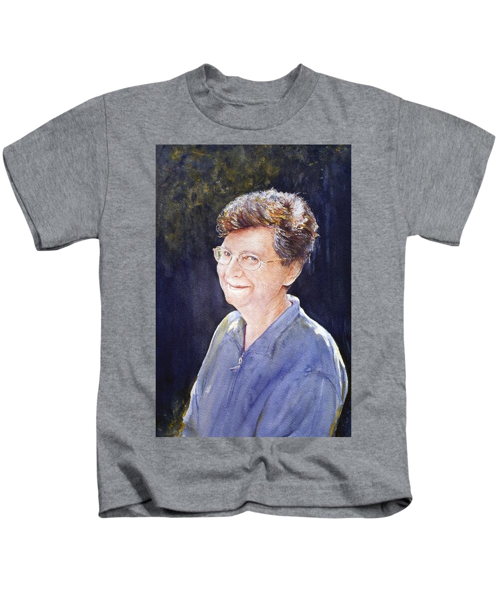 Portrait Kids T-Shirt featuring the painting Cindy by Barbara Pease