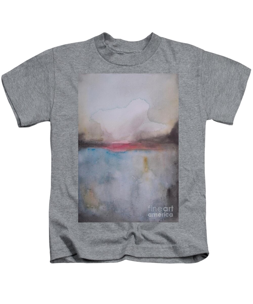 Abstract Kids T-Shirt featuring the painting Cloud Over the Lake by Vesna Antic