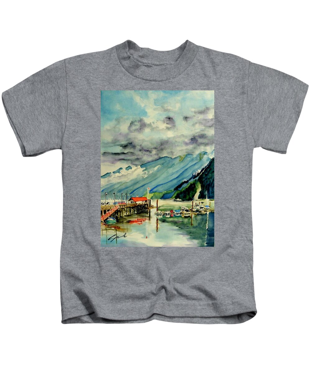 Clouds Kids T-Shirt featuring the painting Clouds II by Sonia Mocnik