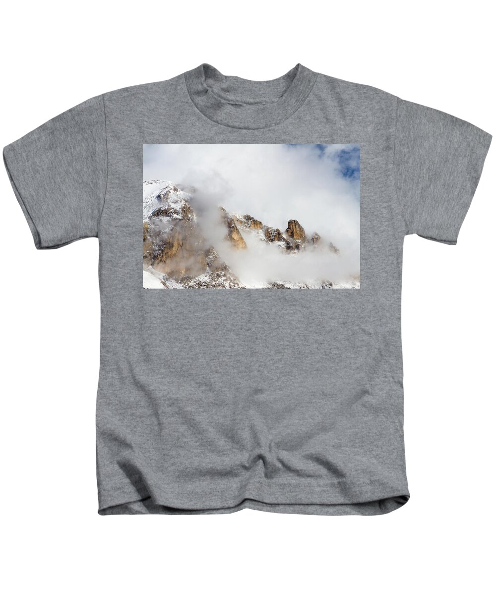 Mountain Landscape Kids T-Shirt featuring the photograph Cloudy landscape by Paul MAURICE