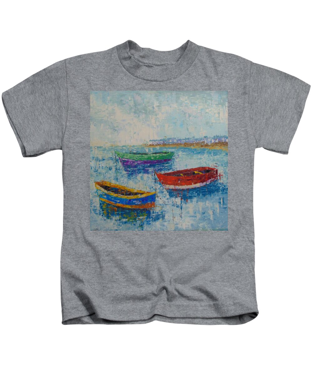 Frederic Payet Kids T-Shirt featuring the painting Coast of Normandy by Frederic Payet