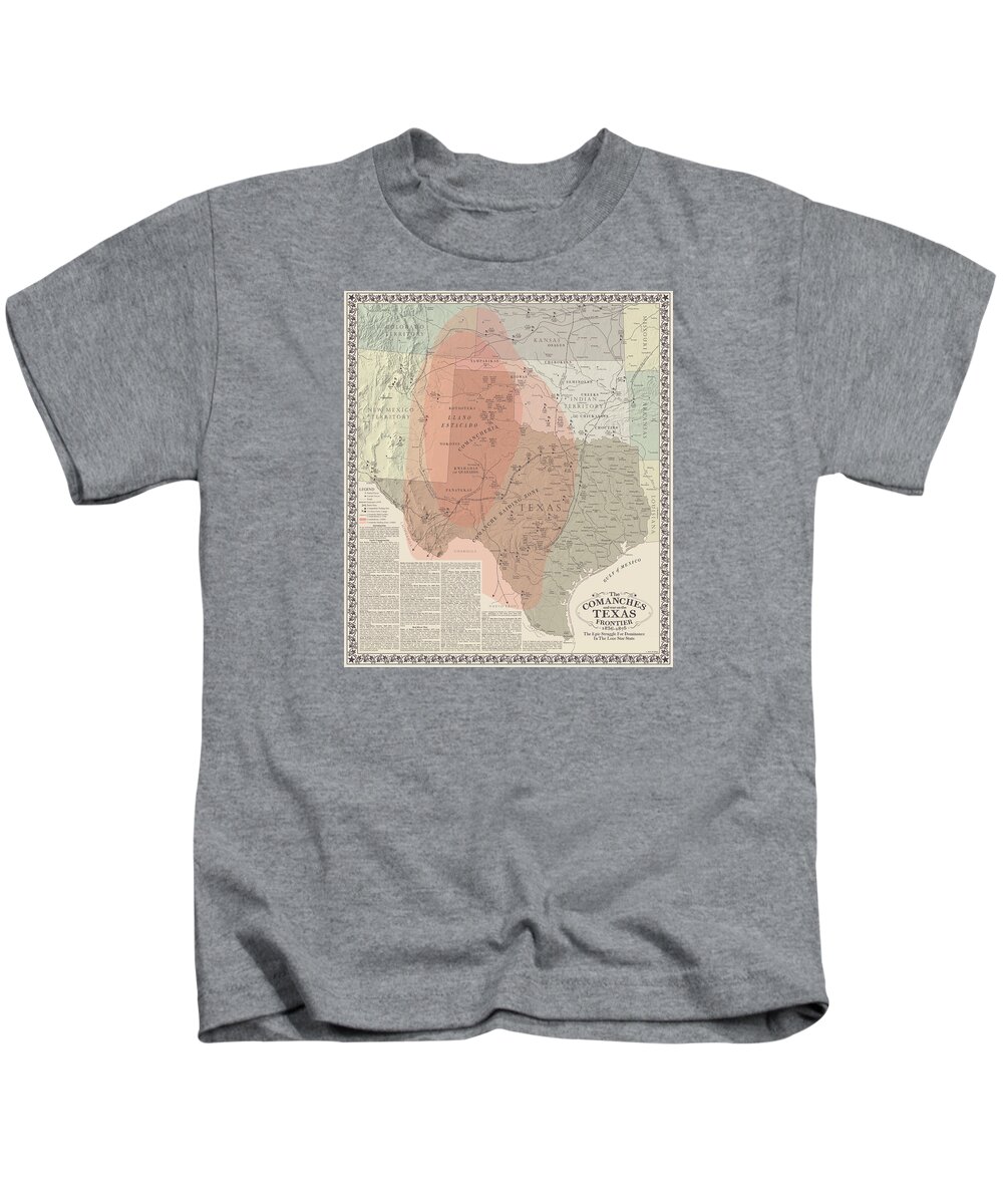 Texas Kids T-Shirt featuring the digital art Comanches and War on the Texas Frontier by Al White