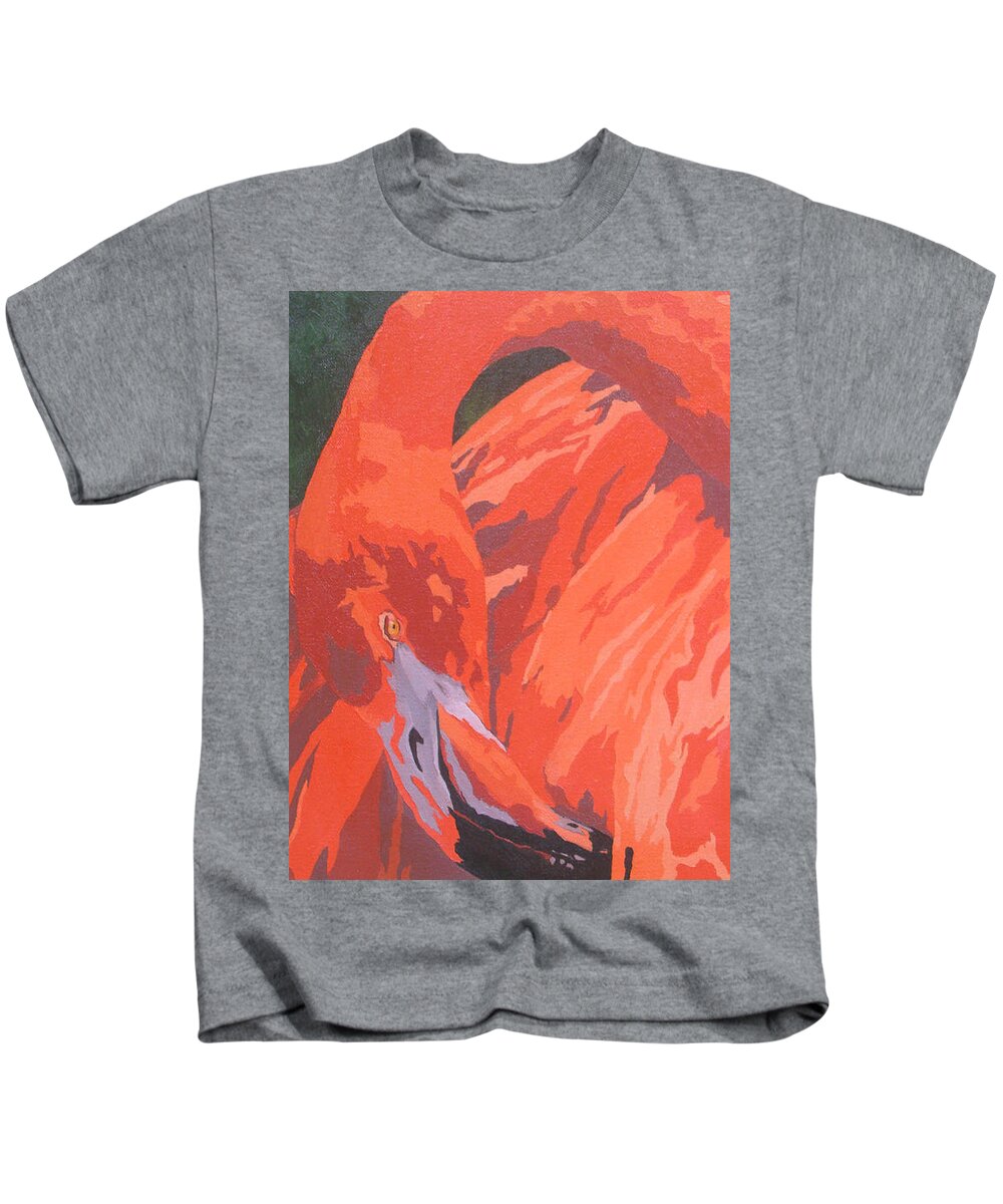 Flamingo Kids T-Shirt featuring the painting Coral Princess by Cheryl Bowman