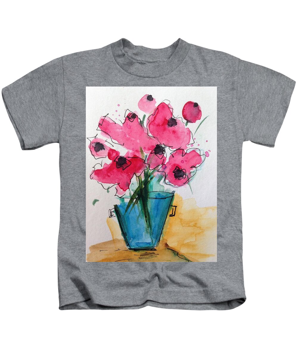 Bouquet Kids T-Shirt featuring the painting Crazy Bouquet by Britta Zehm
