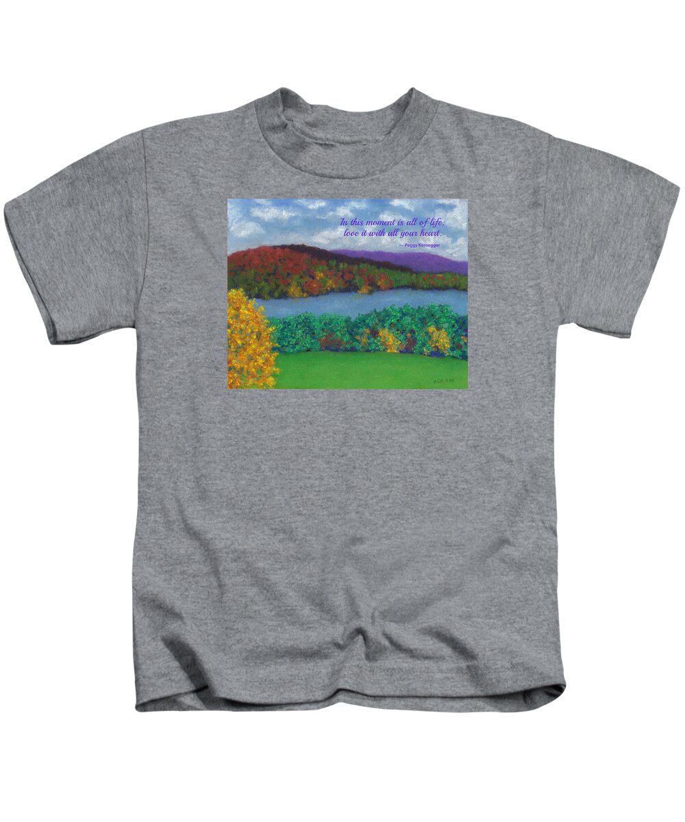 Lose Your Mind Kids T-Shirt featuring the pastel Crisp Kripalu Morning - with quote by Anne Katzeff