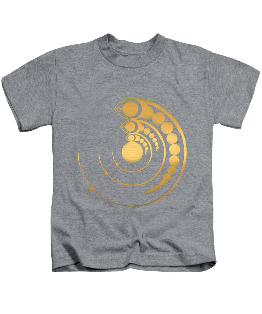 'the Signs' Collection By Serge Averbukh Kids T-Shirt featuring the digital art Crop Circle Formation near Avebury Stone Circle in Wiltshire England in Gold by Serge Averbukh