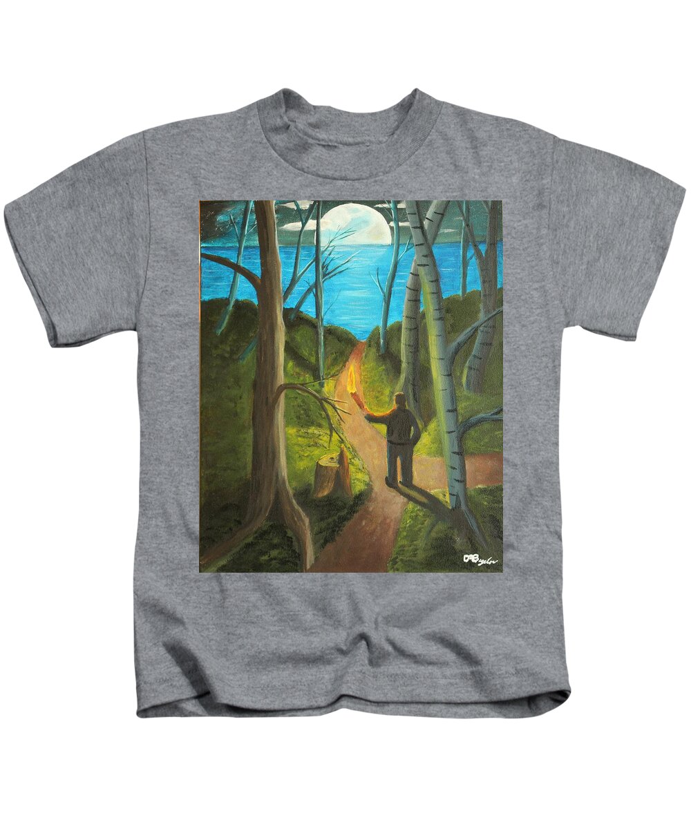 Forest Kids T-Shirt featuring the painting Crossroads by David Bigelow