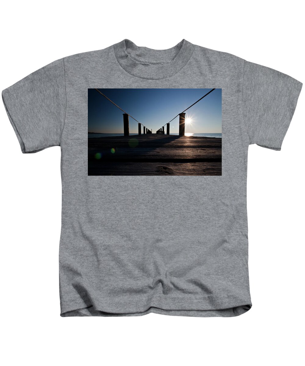 Currituck Sound Kids T-Shirt featuring the photograph Currituck Sunset by David Sutton