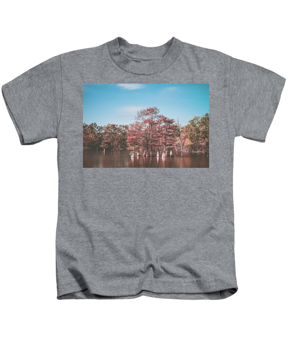 Louisiana Kids T-Shirt featuring the photograph Cypress trees in Lake by Mati Krimerman
