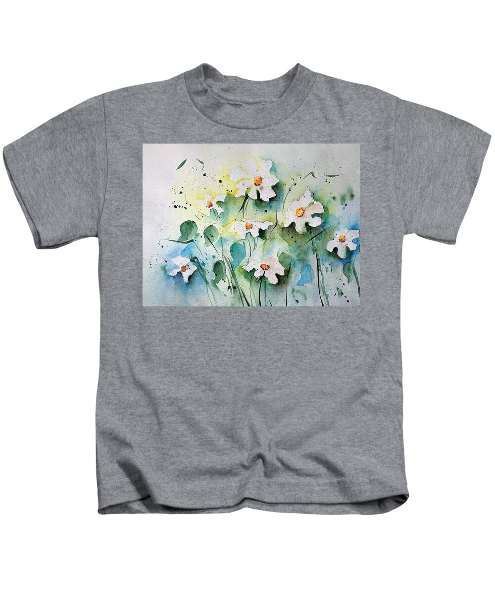 Daisy Kids T-Shirt featuring the painting Daisys by Britta Zehm