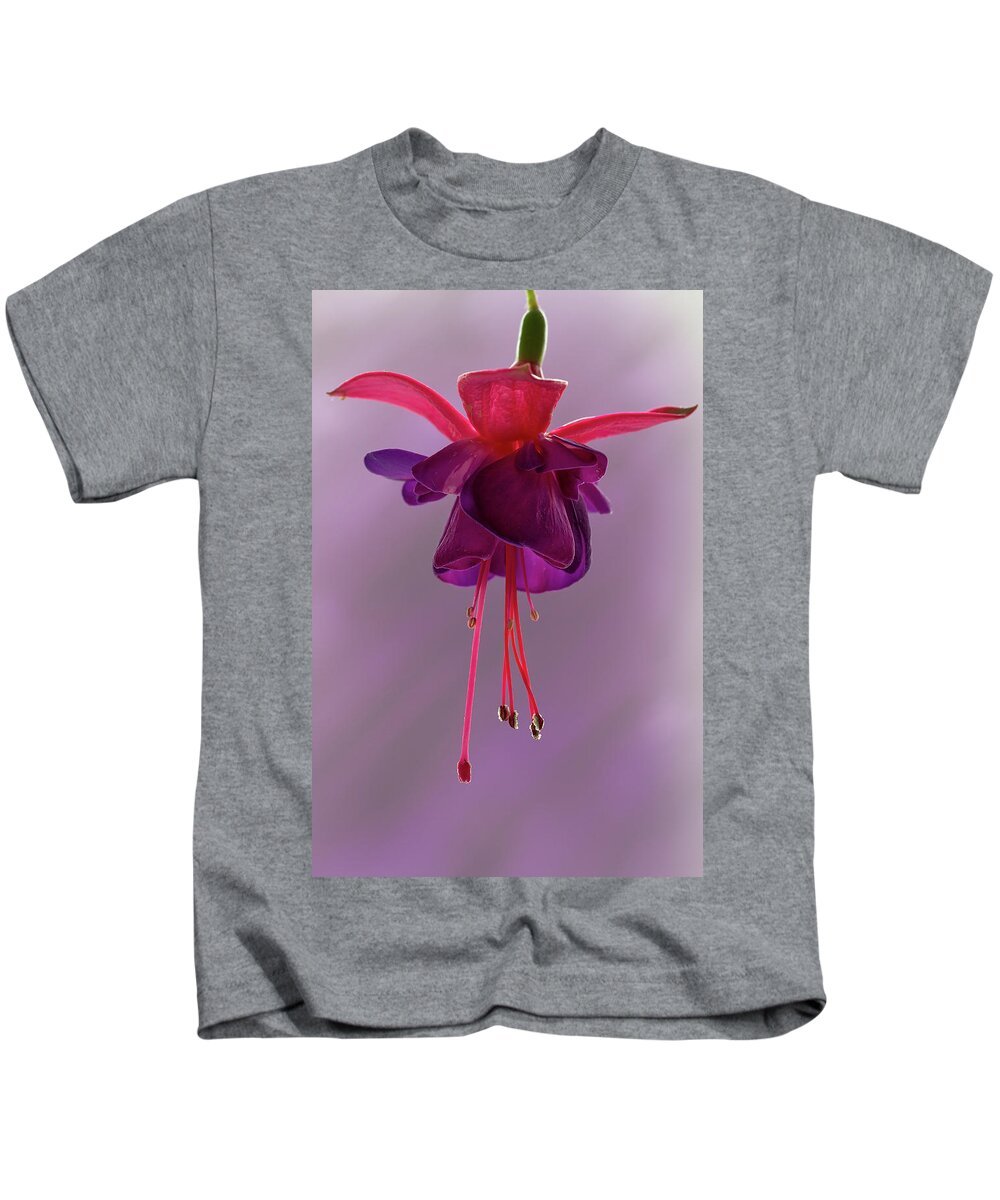 Flora Kids T-Shirt featuring the photograph Dance of the Fuschia by Shirley Mitchell