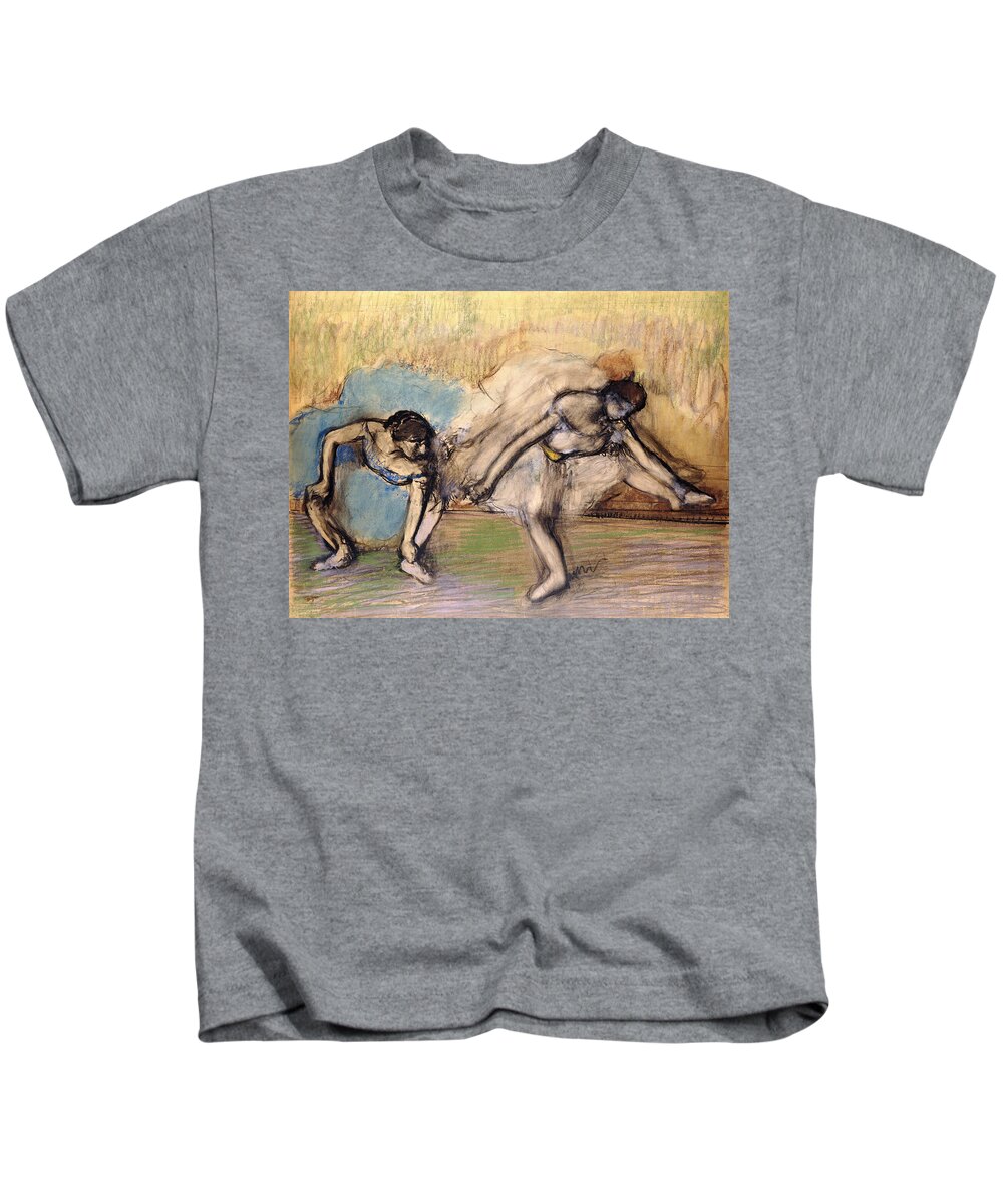 Degas Kids T-Shirt featuring the drawing Dancers At Rest by Edgar Degas