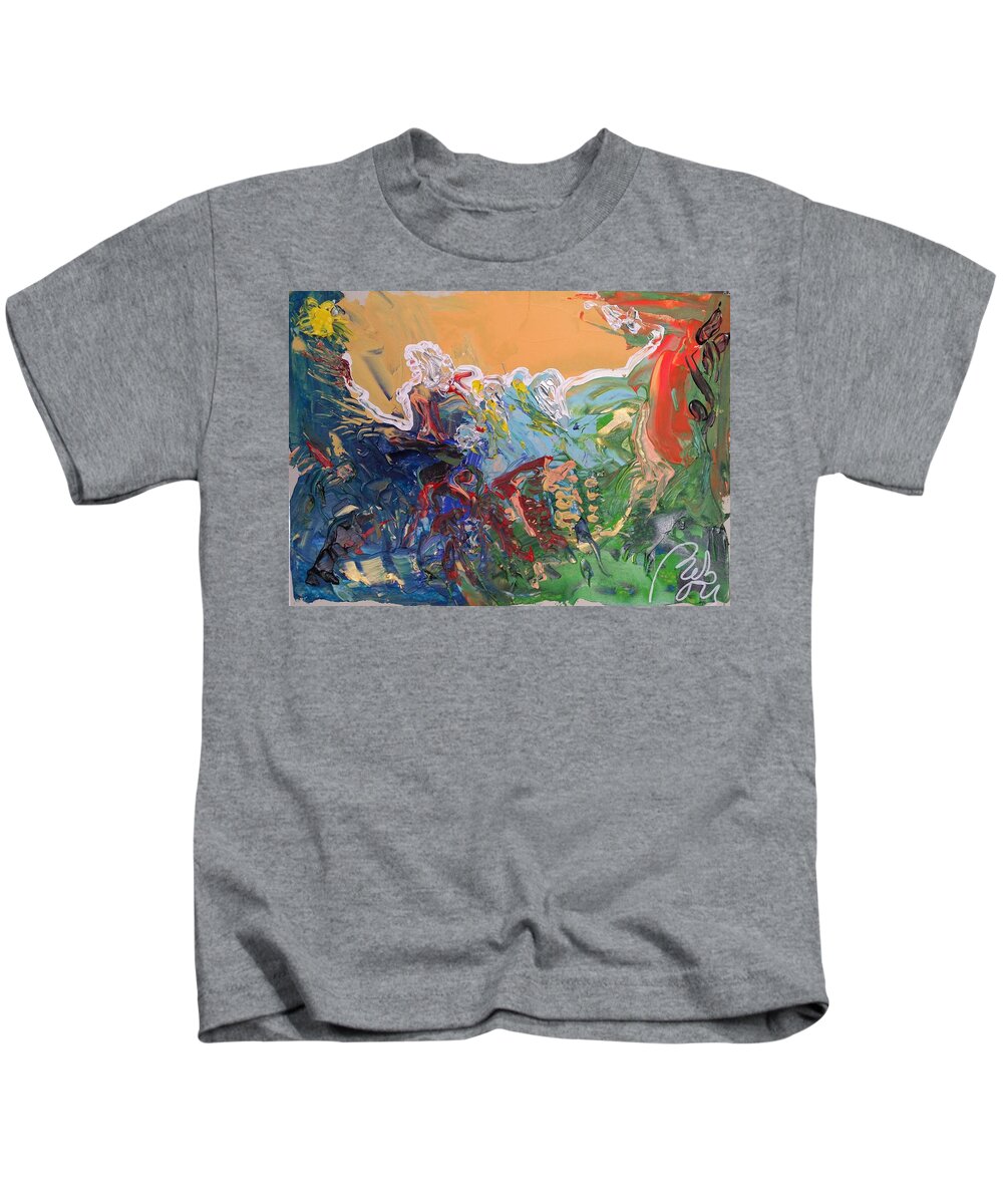 Being Kids T-Shirt featuring the painting Dawn in the forest by Bachmors Artist