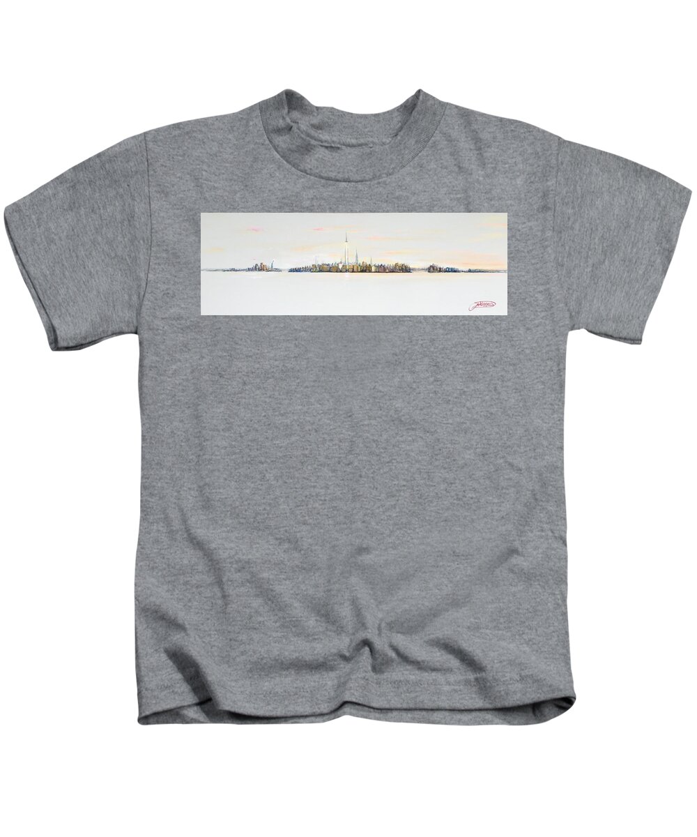 Manhattan Kids T-Shirt featuring the painting Dawns Early Light by Jack Diamond