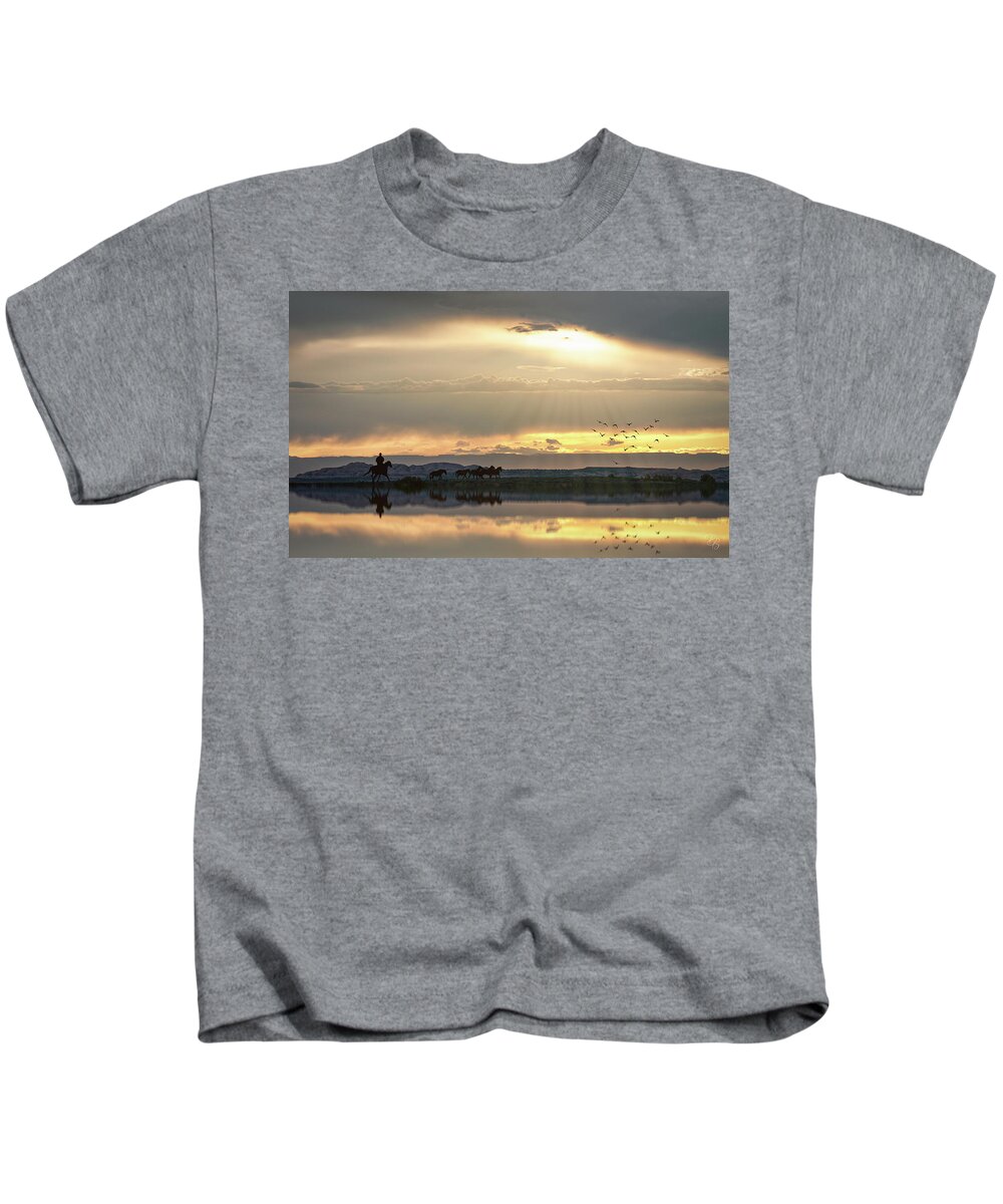 Birds Kids T-Shirt featuring the photograph Day's End by Debra Boucher