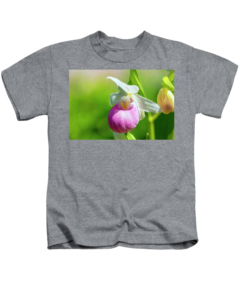 Showy Lady Slipper Kids T-Shirt featuring the photograph Delicate Lady by Nancy Dunivin