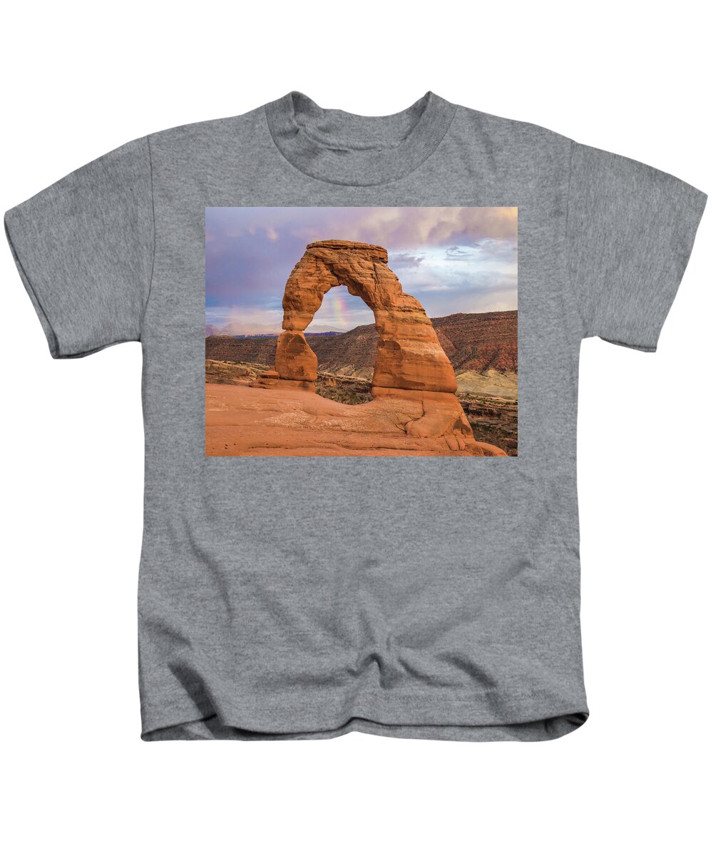 Photography Kids T-Shirt featuring the photograph Delicate Rainbow by Joe Kopp