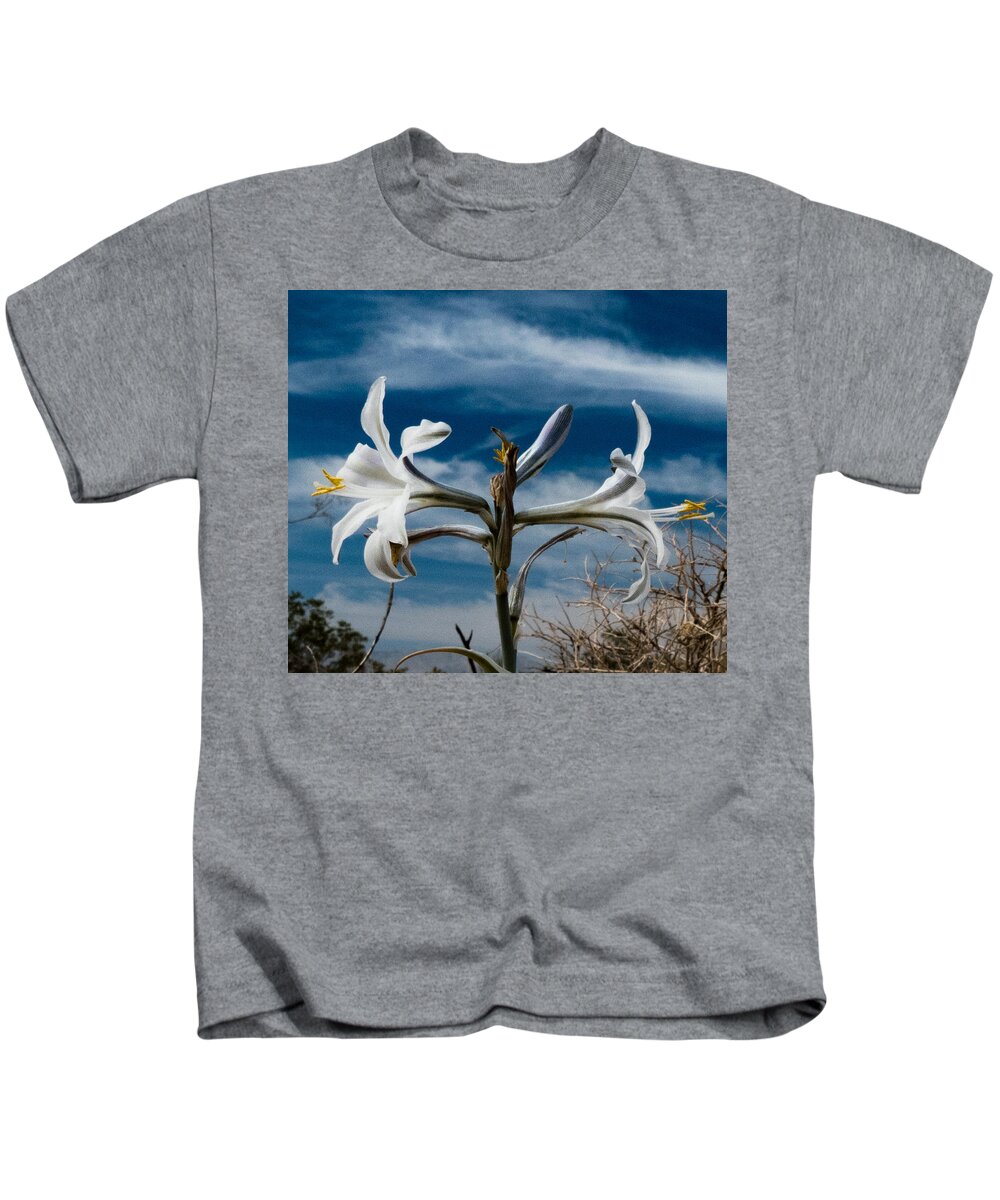 Macro Kids T-Shirt featuring the photograph Desert Lilly Close up by Jeremy McKay