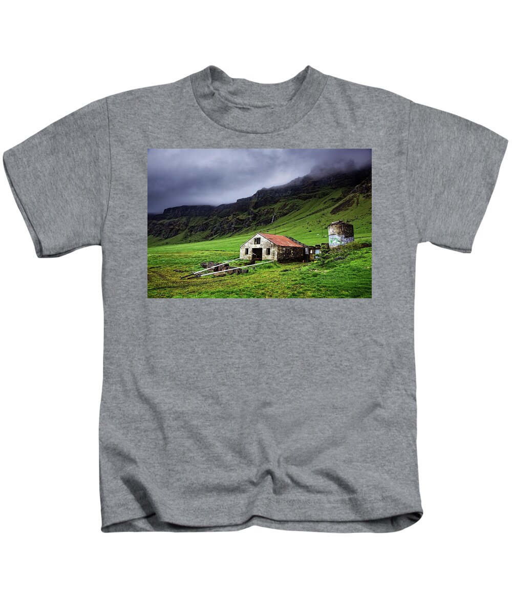 Abandoned Kids T-Shirt featuring the photograph Deserted Barn in Iceland by Ian Good