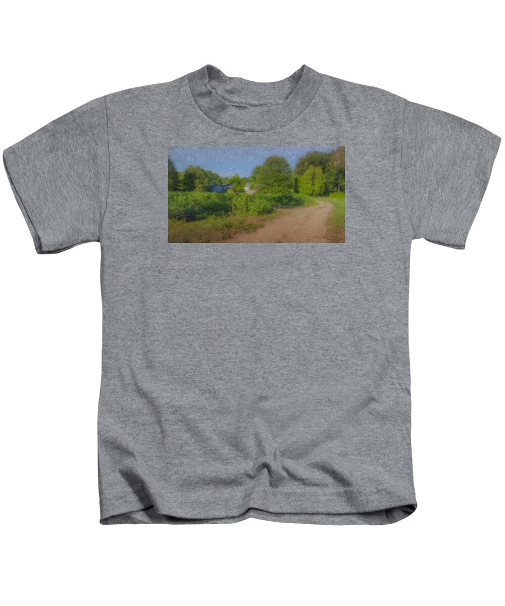 Dirt Road Kids T-Shirt featuring the painting Dirt Road at Langwater Farm by Bill McEntee