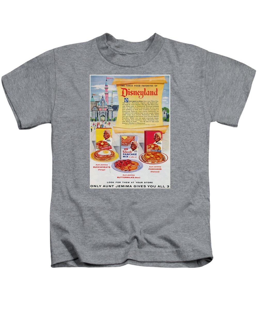 Black Americana Kids T-Shirt featuring the digital art Disneyland And Aunt Jemima Pancakes by Kim Kent