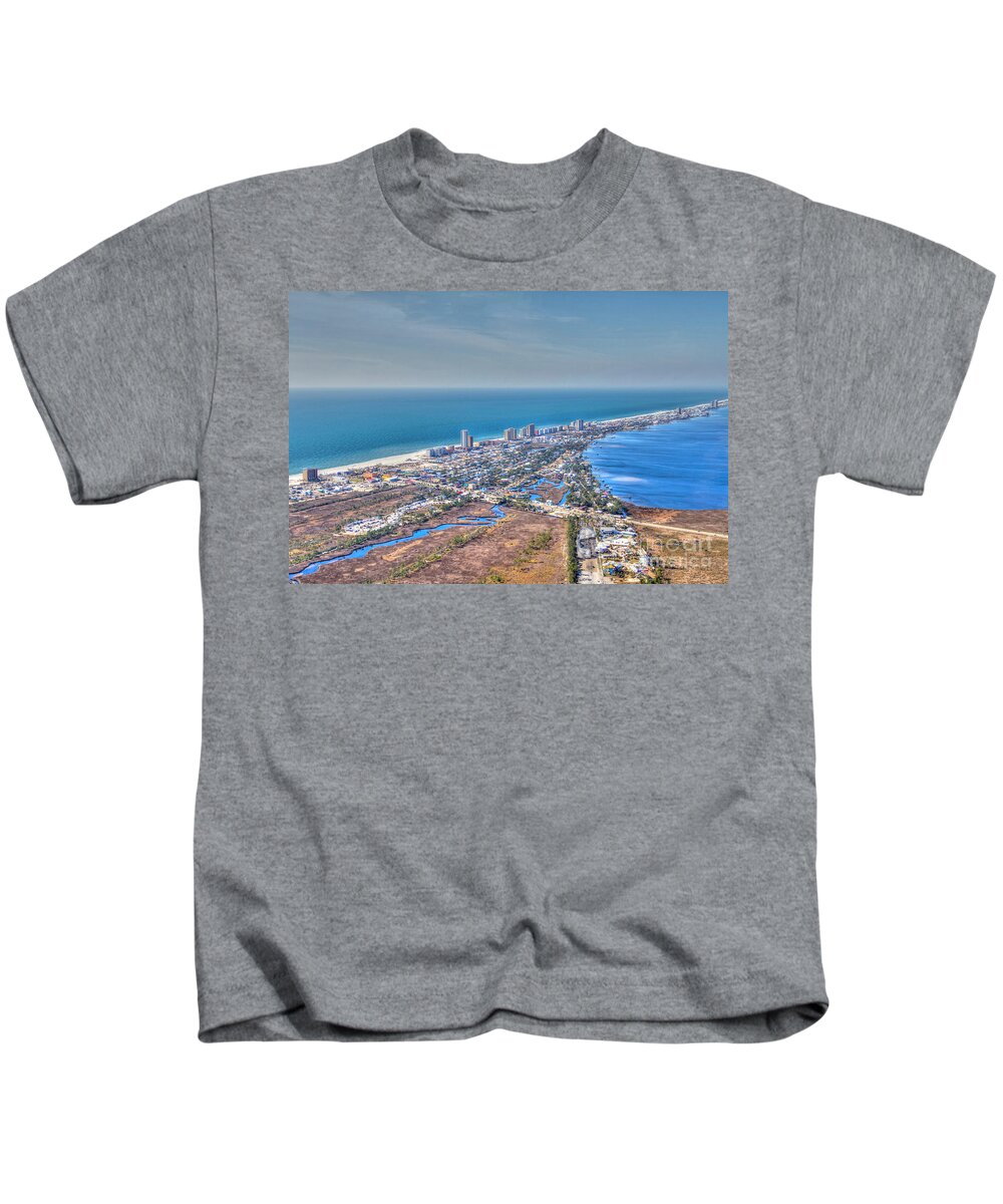 Gulf Shores Kids T-Shirt featuring the photograph Distant Aerial View of Gulf Shores by Gulf Coast Aerials -