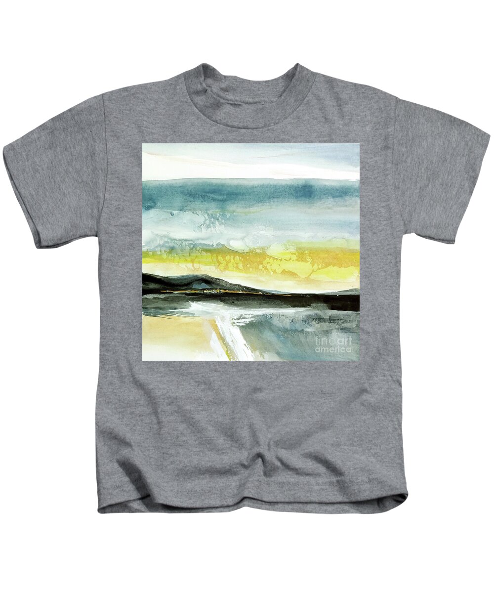 Original Watercolors Kids T-Shirt featuring the painting Distant City 1 by Chris Paschke