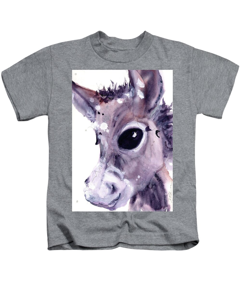 Donkey Kids T-Shirt featuring the painting Donkey by Dawn Derman