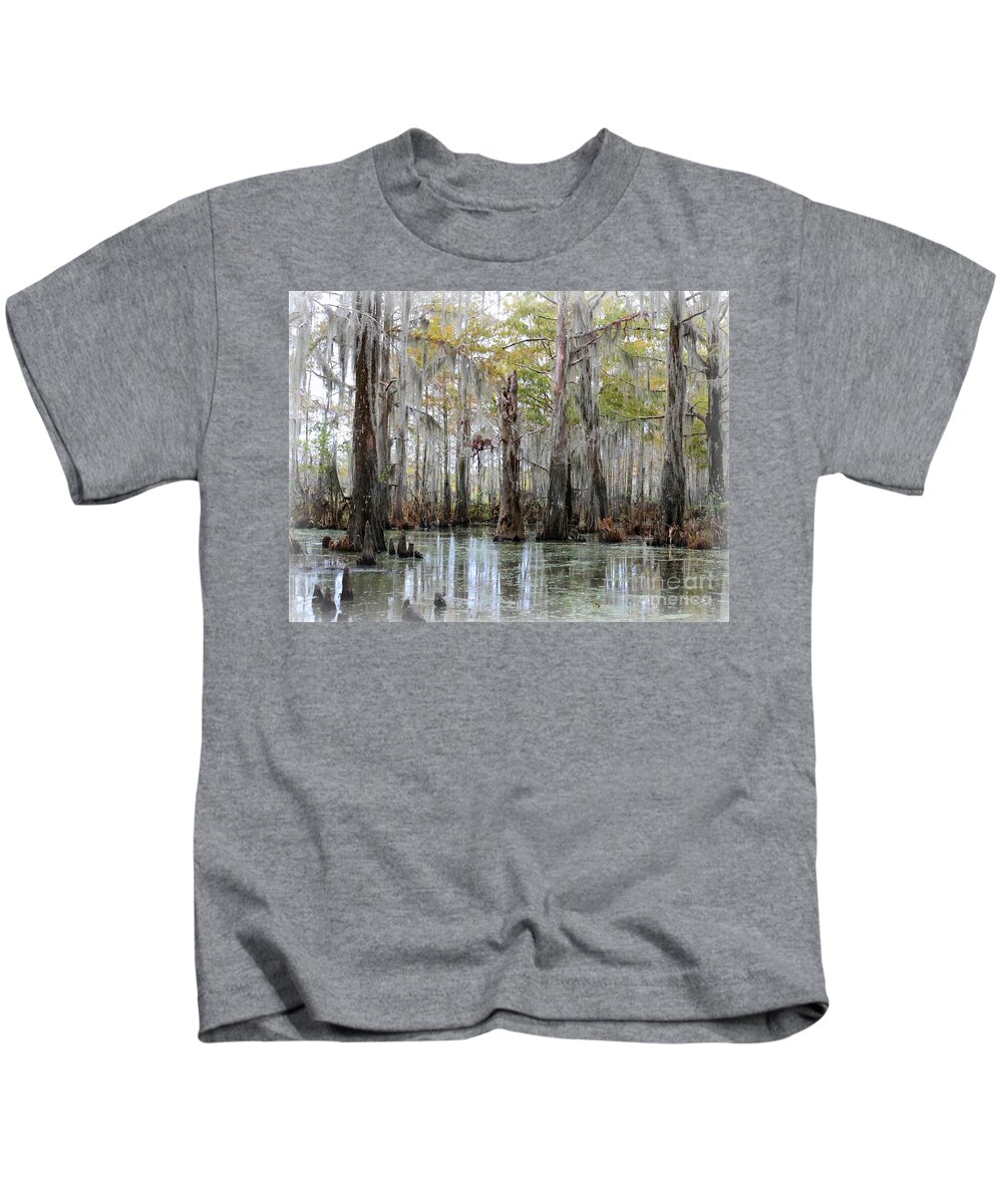Louisiana Bayou Kids T-Shirt featuring the photograph Down on the Bayou - Digital Painting by Carol Groenen