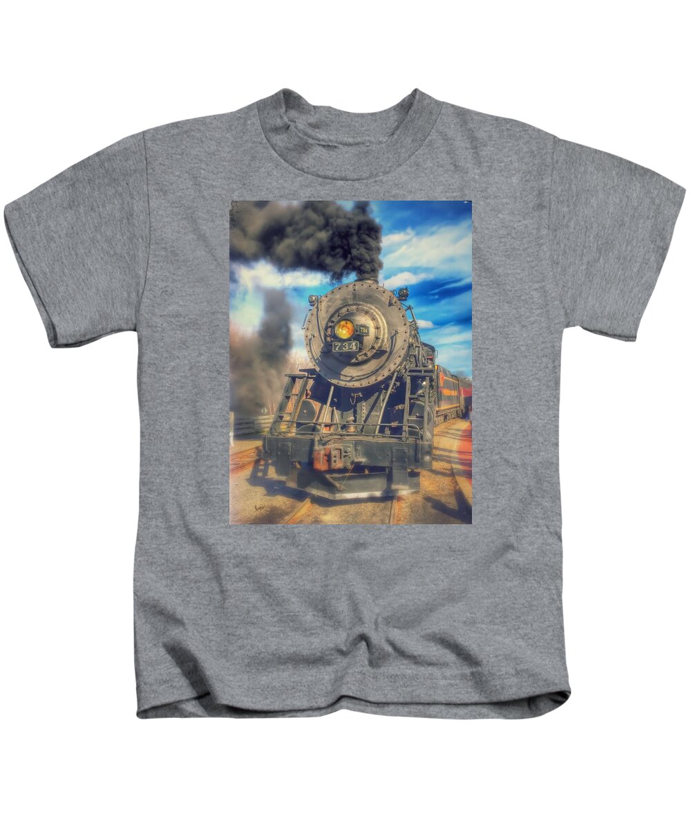 Train Kids T-Shirt featuring the photograph Dream Engine by Chris Montcalmo