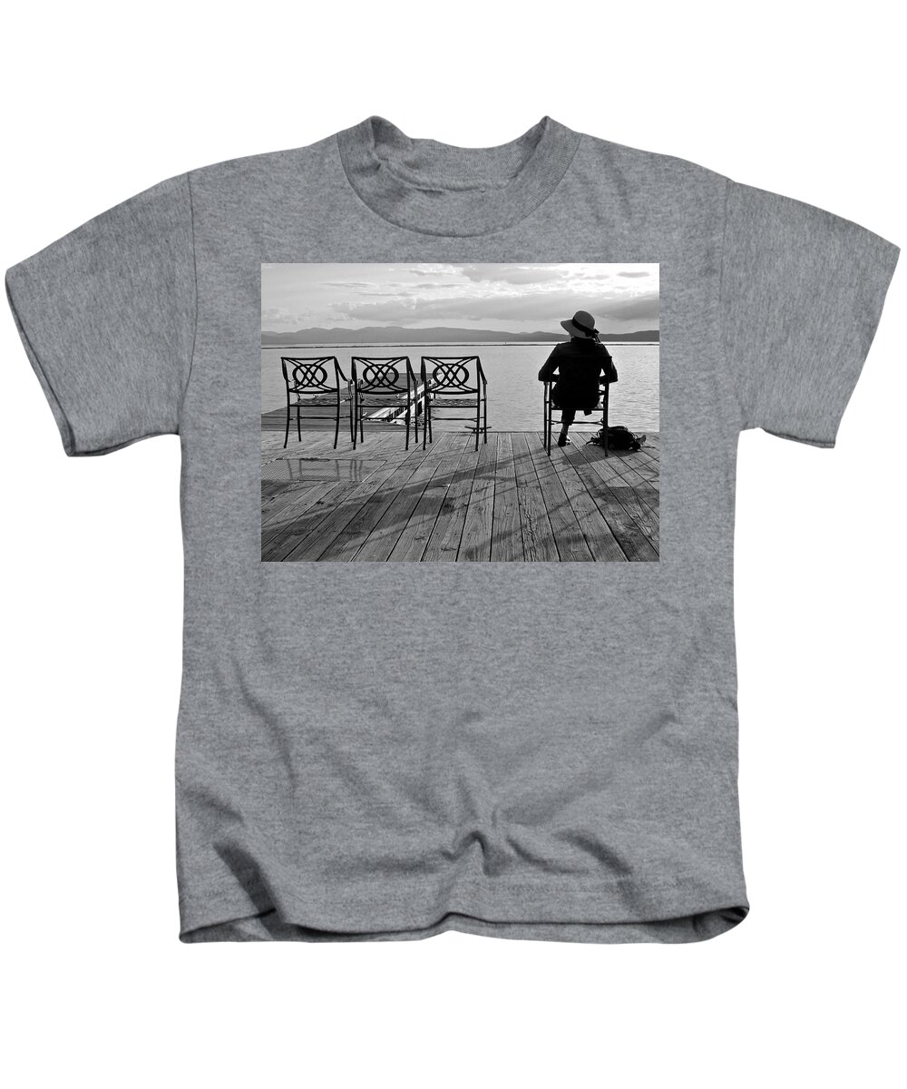 Black And White Kids T-Shirt featuring the photograph Dreamer by Mike Reilly
