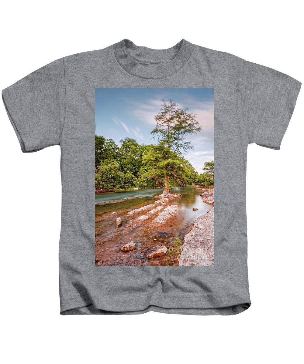 Texas Kids T-Shirt featuring the photograph Dreamy Bald Cypress at Guadalupe River - Canyon Lake Texas Hill Country by Silvio Ligutti