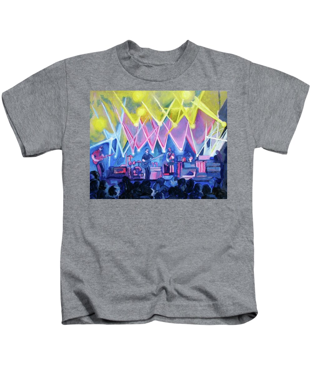 Night Scenes Kids T-Shirt featuring the painting Dru's Night with Um by Patricia Arroyo