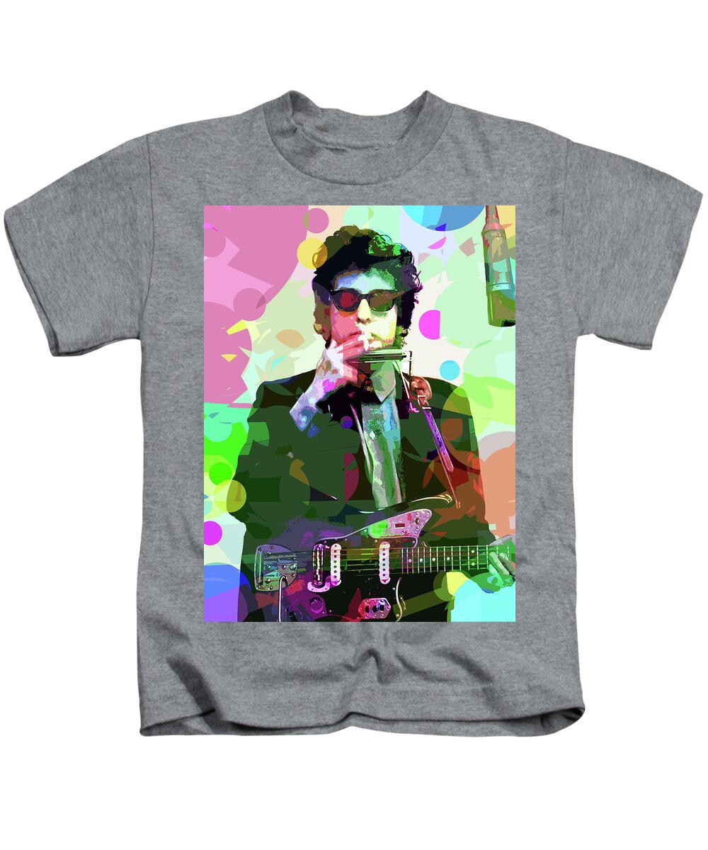 Bob Dylan Kids T-Shirt featuring the painting Dylan In Studio by David Lloyd Glover