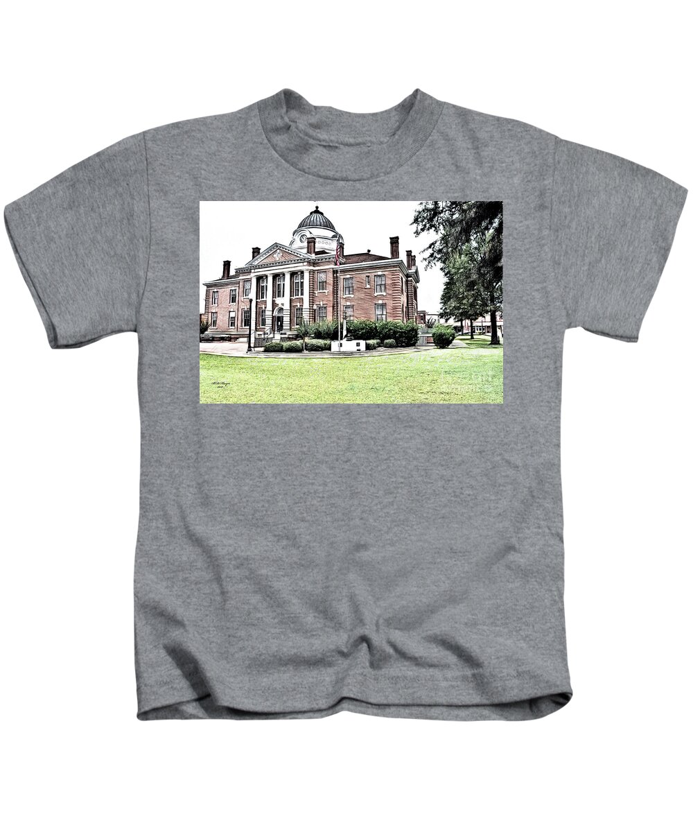 Cityscape Kids T-Shirt featuring the digital art Early County GA Courthouse by DB Hayes