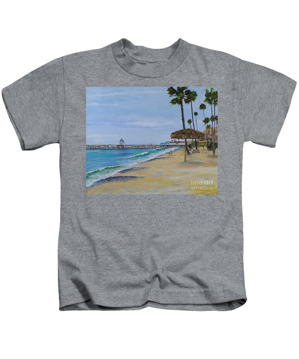 Beach Kids T-Shirt featuring the painting Early Morning on the Beach by Mary Scott