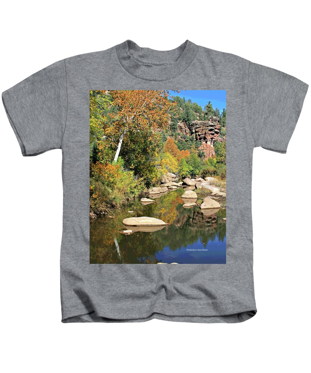 Fall Kids T-Shirt featuring the photograph East Verde Fall Crossing by Matalyn Gardner