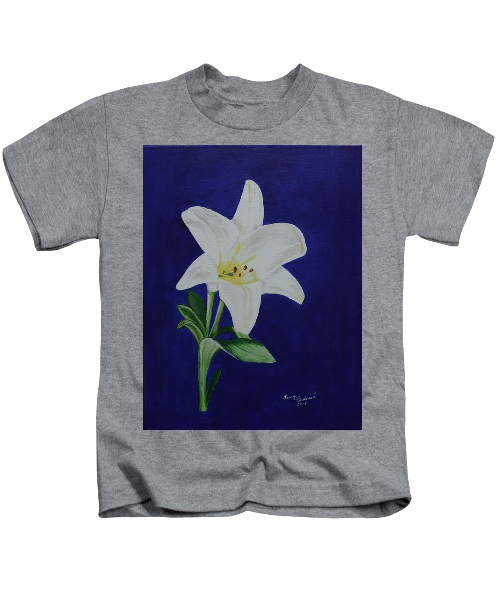 Easter Lily Kids T-Shirt featuring the painting Easter LIly by Terry Frederick