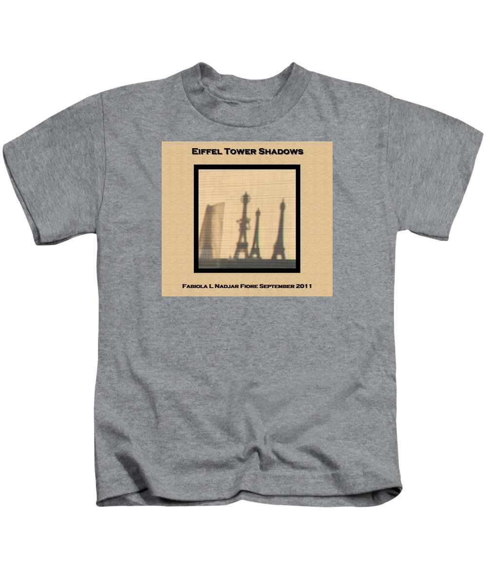 Eiffel Towers Kids T-Shirt featuring the photograph Eiffel Tower Shadows #1 by Fabiola L Nadjar Fiore