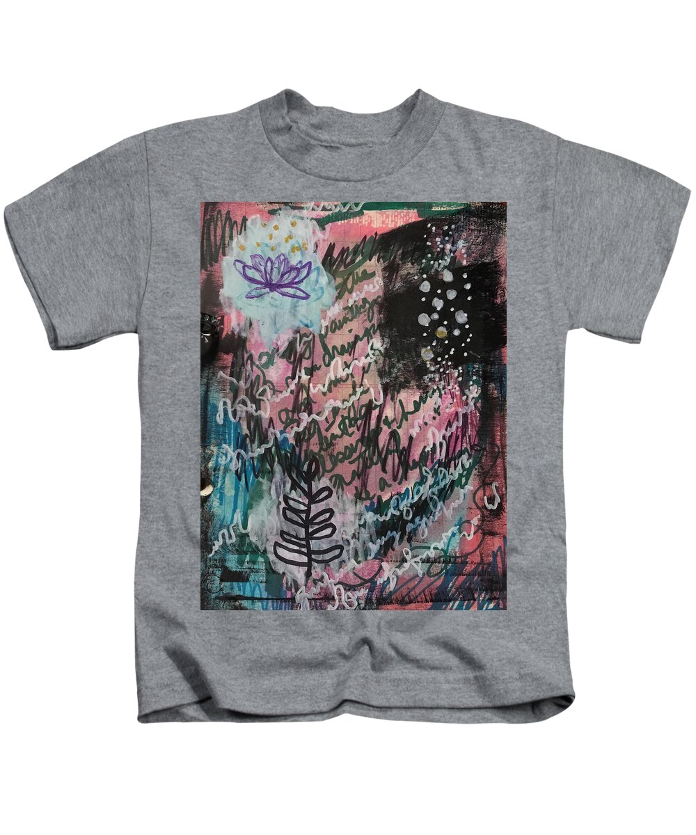Abstract Kids T-Shirt featuring the mixed media Emergence by Serenity Studio Art