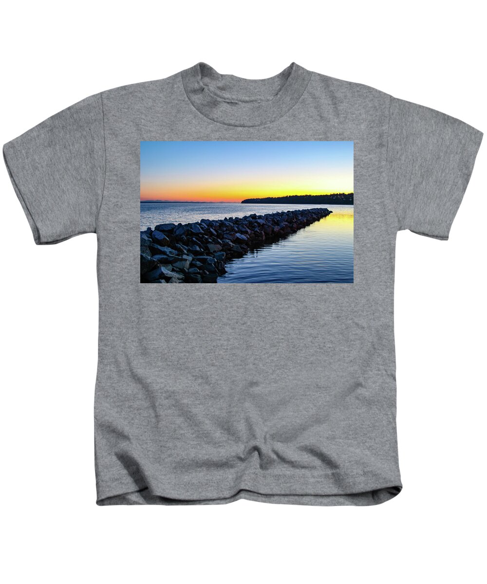  Sunset Kids T-Shirt featuring the photograph Evening at White Rock, BC by Aashish Vaidya