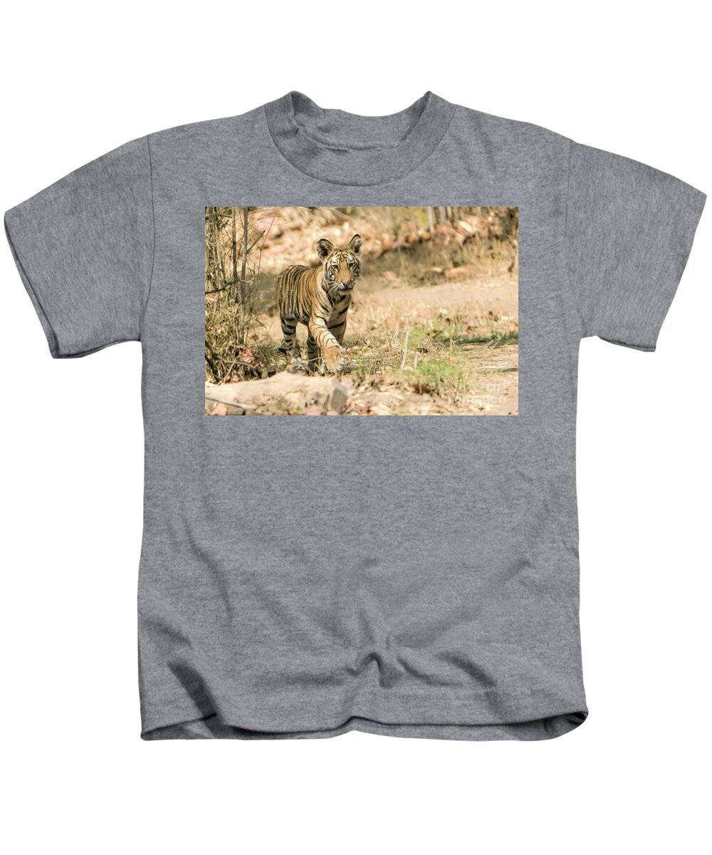 Tiger Kids T-Shirt featuring the photograph Exploring by Pravine Chester